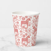 Zweeds Dala Horse Red en White Papieren Bekers (Achterkant)