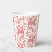 Zweeds Dala Horse Red en White Papieren Bekers (Rechts)