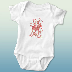 Zweeds Dala Horse Red en White Romper
