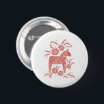 Zweeds Dala Horse Red en White Ronde Button 5,7 Cm<br><div class="desc">Een traditionele Zweedse illustratie van Dala Horse. Oorspronkelijke kunst van Nic Squirrell.</div>