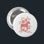 Zweeds Dala Horse Red en White Ronde Button 5,7 Cm<br><div class="desc">Een traditionele Zweedse illustratie van Dala Horse. Oorspronkelijke kunst van Nic Squirrell.</div>