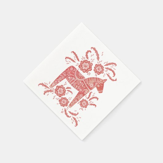 Zweeds Dala Horse Red en White Servet (Hoek)