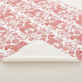 Zweeds Dala Horse Red en White Sherpa Deken (3/4)