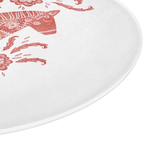 Zweeds Dala Horse Red en White Snijplank (Hoek)