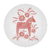 Zweeds Dala Horse Red en White Snijplank (Voorkant)