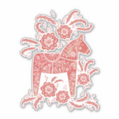 Zweeds Dala Horse Red en White Sticker (Voorkant)