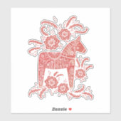 Zweeds Dala Horse Red en White Sticker (Vel)