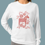 Zweeds Dala Horse Red en White T-shirt<br><div class="desc">Een traditionele Zweedse illustratie van Dala Horse.</div>