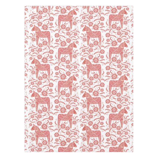 Zweeds Dala Horse Red en White Tafelkleed (Voorkant)