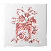 Zweeds Dala Horse Red en White Tegeltje (Voorkant)