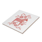 Zweeds Dala Horse Red en White Tegeltje (Zijkant)