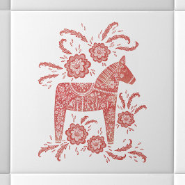 Zweeds Dala Horse Red en White Tegeltje
