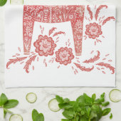 Zweeds Dala Horse Red en White Theedoek (Gevouwen)