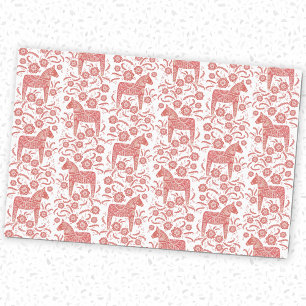 Zweeds Dala Horse Red en White Tissuepapier