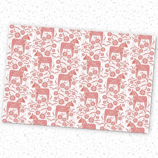 Zweeds Dala Horse Red en White Tissuepapier