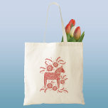 Zweeds Dala Horse Red en White Tote Bag<br><div class="desc">Een traditionele Zweedse illustratie van Dala Horse. Originele kunst van Nic Squirrell.</div>