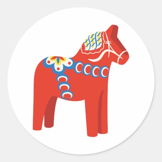 Zweeds Dala Horse Ronde Sticker (Voorkant)