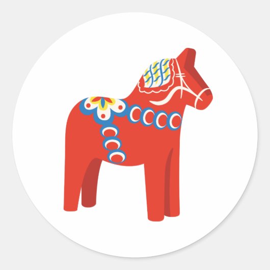 Zweeds Dala Horse Ronde Sticker (Voorkant)