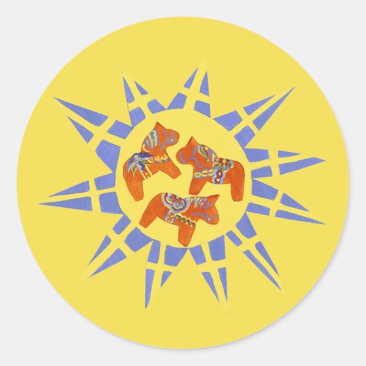 Zweeds Dala Horse Ronde Sticker (Voorkant)