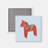 Zweeds Dala Horse Scandinavian Magneet (Voorkant / Achterkant)