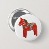 Zweeds Dala Horse Scandinavian Ronde Button 5,7 Cm (Voorkant /achterkant)