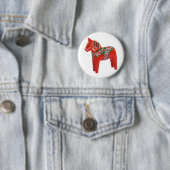 Zweeds Dala Horse Scandinavian Ronde Button 5,7 Cm (In situ)