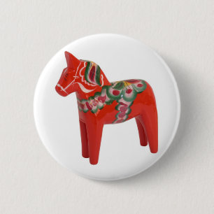 Zweeds Dala Horse Scandinavian Ronde Button 5,7 Cm