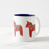 Zweeds Dala Horse Scandinavian Tweekleurige Koffiemok (Voorkant rechts)
