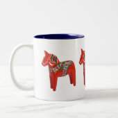 Zweeds Dala Horse Scandinavian Tweekleurige Koffiemok (Links)