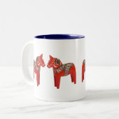 Zweeds Dala Horse Scandinavian Tweekleurige Koffiemok (Voorkant links)