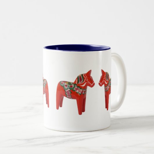 Zweeds Dala Horse Scandinavian Tweekleurige Koffiemok (Voorkant rechts)