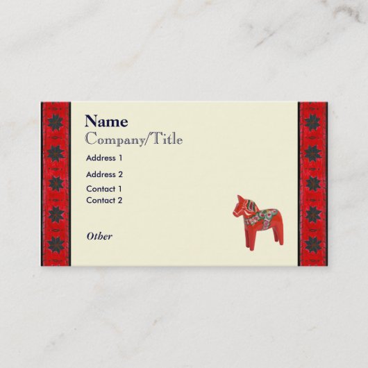 Zweeds Dala Horse Scandinavian Visitekaartje (Voorkant)