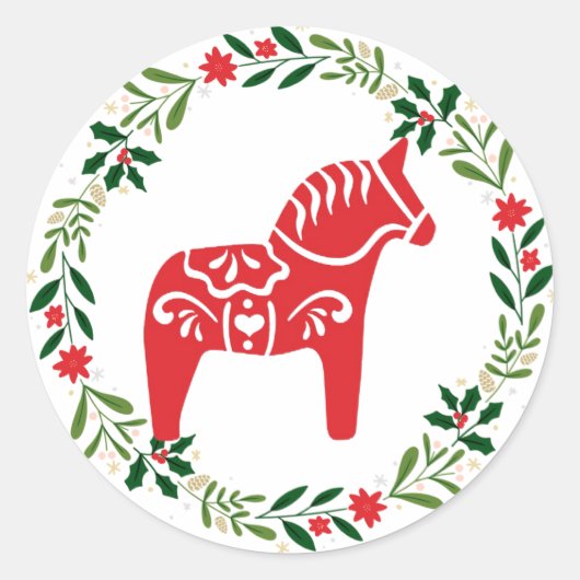 Zweeds Dala Horse sticker met baard (Voorkant)