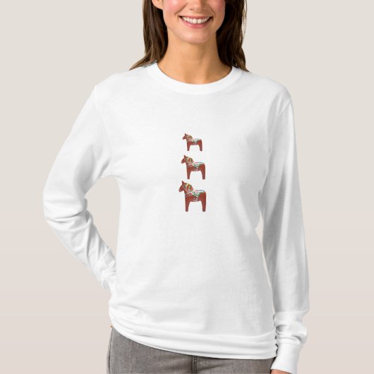 Zweeds Dala Horse Trio Scandinavian Folk Art T-shirt (Voorkant)