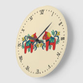 Zweeds Dala Horse Twins Scandinavian Grote Klok (Hoek)