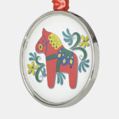 Zweeds Dala Horse Whimsical Metalen Ornament (Links)