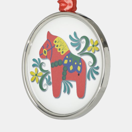 Zweeds Dala Horse Whimsical Metalen Ornament (Links)