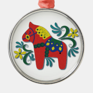 Zweeds Dala Horse Whimsical Metalen Ornament