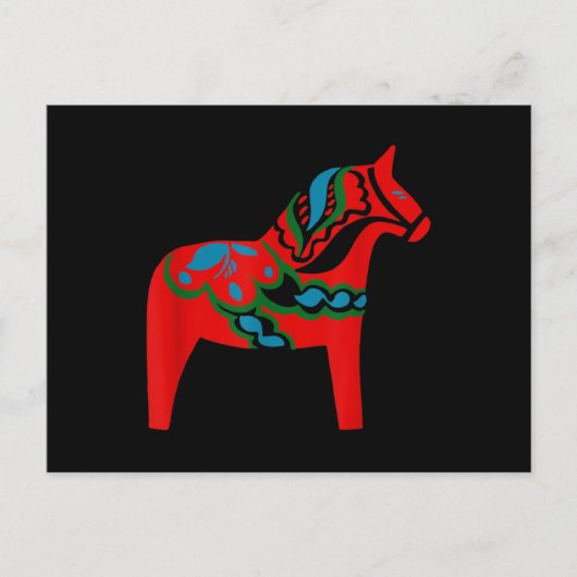 Zweeds Dala Horse Zweden Rood Dalecarlian Horse Briefkaart (Voorkant)