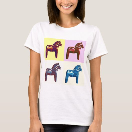 Zweeds Dala Horse, Zweedse Pop Art, Modern Swede T-shirt (Voorkant)