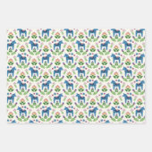 Zweeds Dala Horses Blue Inpakpapier Vel (Voorkant 3)
