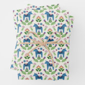 Zweeds Dala Horses Blue Inpakpapier Vel (In situ)