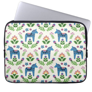 Zweeds Dala Horses Blue Laptop Sleeve