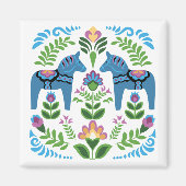 Zweeds Dala Horses Blue Magneet (Voorkant)