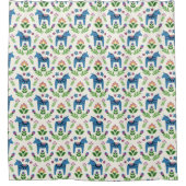 Zweeds Dala Horses Blue Shower Curtain Douchegordijn (Voorkant)