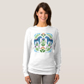 Zweeds Dala Horses Blue T-Shirt (Voorkant volledig)