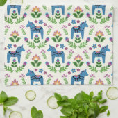 Zweeds Dala Horses Blue Theedoek (Gevouwen)