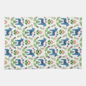 Zweeds Dala Horses Blue Theedoek (Horizontaal)