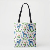 Zweeds Dala Horses Blue Tote Bag (Voorkant)