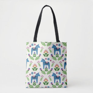 Zweeds Dala Horses Blue Tote Bag